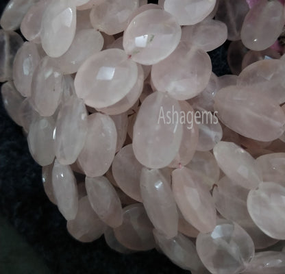 Beautiful Pink Rose Quartz Faceted Oval Shape Beads, Natural rose Quartz Gemstone Beads Indian,8 Inch Strand Quartz Faceted Oval Beads Craft