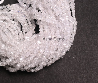 White Herkimer Diamond Uneven Nugget Gemstone Beads,4-6 mm Diamond Quartz Polish Rough Raw Drill Beads, Herkimer Diamond Bead Jewelry Craft