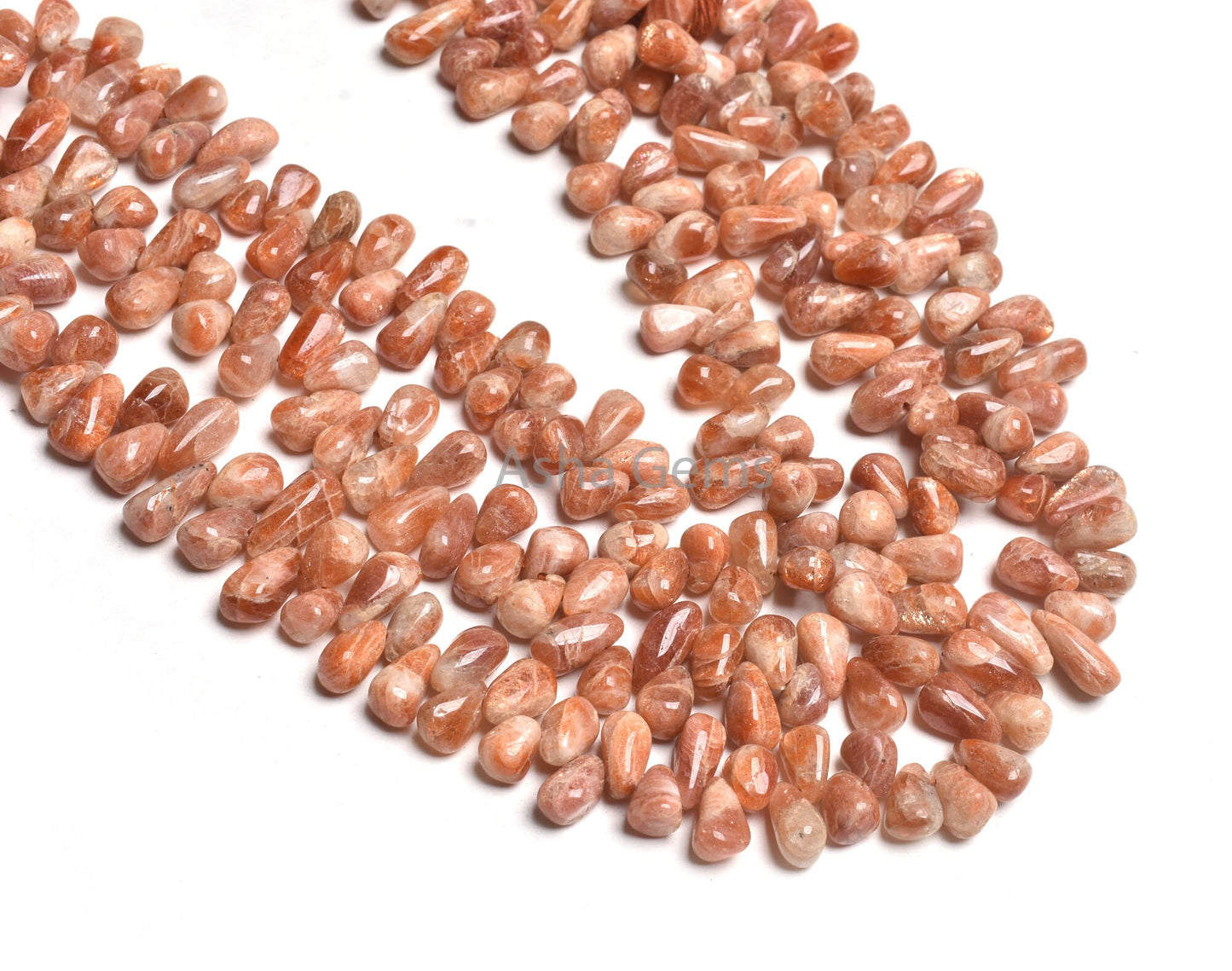 Natural Sunstone Smooth Drop Shape Gemstone Beads,13" Red Sunstone Plain Handmade Uneven Teardrop Bead Sunstone Bead Handicraft Jewelry SALE