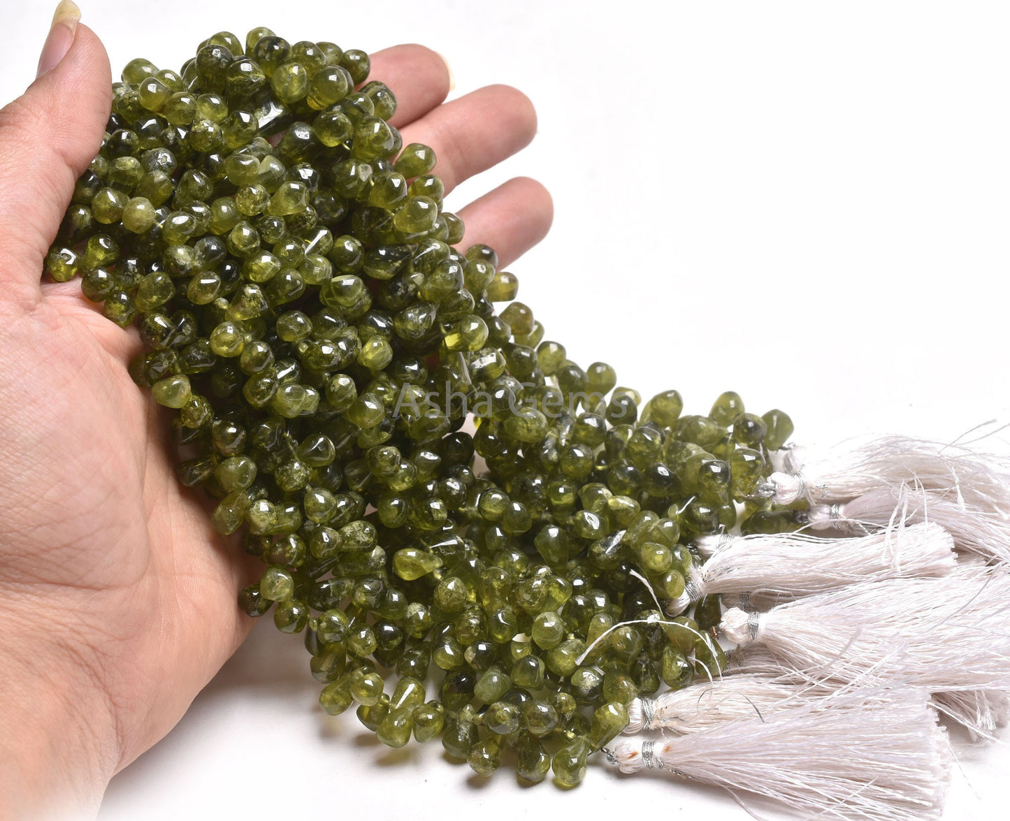 Beautiful Green Vessonite Smooth Teardrop Beads, Natural Vessonite Plain Drops Shape Gemstone Beads Handmade Vessonite Bead For Jewelry SALE