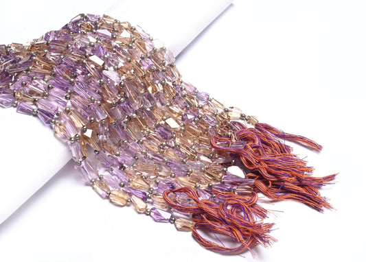 Fine Quality Ametrine faceted Nugget Shape Gemstone Beads,10" Natural Purple Yellow Ametrine Handmade Tumble Indian Cut Ametryn Bead Jewelry