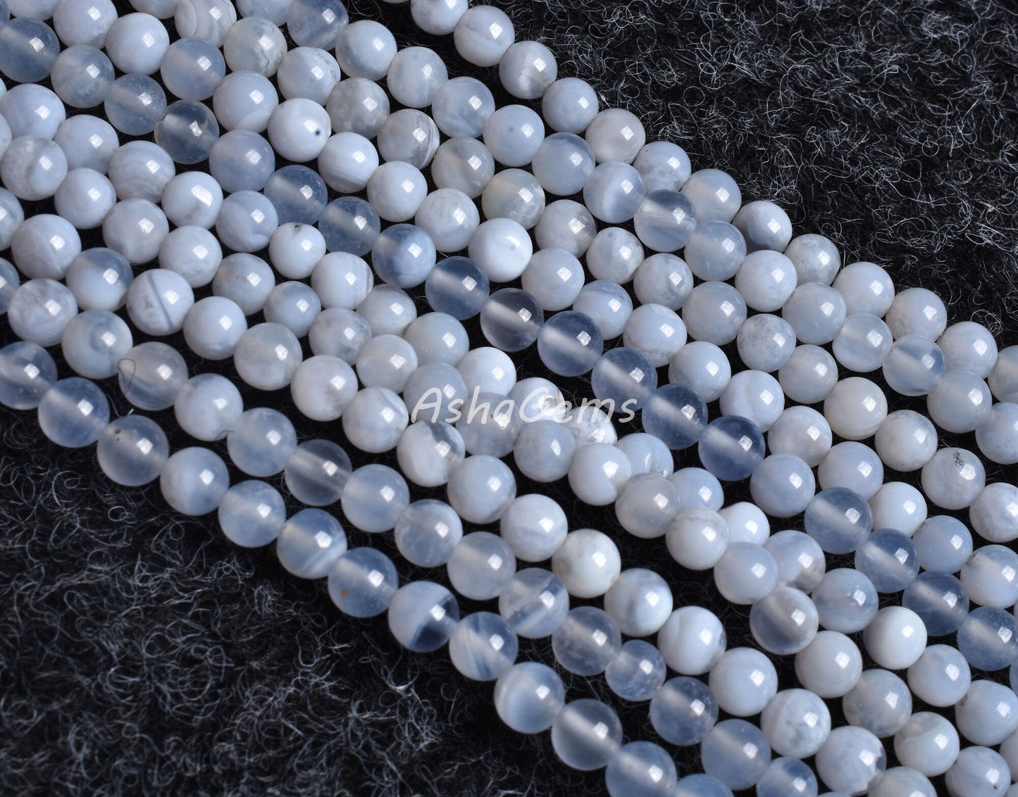 Natural Blue Lace Agate Smooth Round Shape Beads,15" Strand,4.5 mm, Genuine Blue Lace Agate Round Bead Loose Beads, Jewelry Making Bead SALE