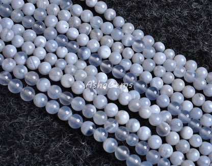 Natural Blue Lace Agate Smooth Round Shape Beads,15" Strand,4.5 mm, Genuine Blue Lace Agate Round Bead Loose Beads, Jewelry Making Bead SALE