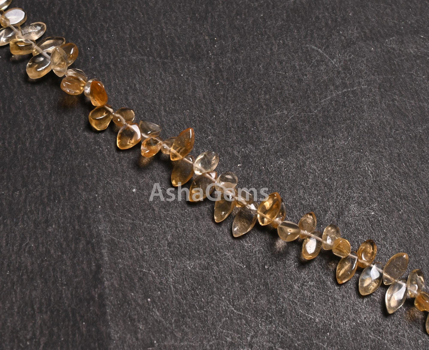 Natural Yellow Citrine Smooth Marquise cabochon Side Drill Beads,8" Fine Citrine Quartz Plain Handmade Marquise Gemstone Beads Jewelry Craft