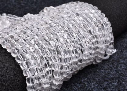 Natural Crystal quartz faceted 3D Cube Box Beads,9"Strand White Crystal beads Crystal faceted Cube Box Gemstone Bead For Jewelry Making SALE