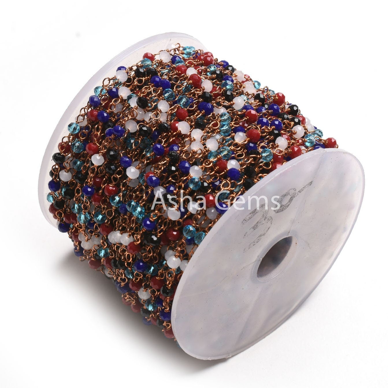 Beautiful Multi Color Disco Hydro Beads Rondelle Rosary Chain,3.5mm Rose Gold Plated Wire Wrap Micro Cut Beaded Chain Jewelry Making Necklace