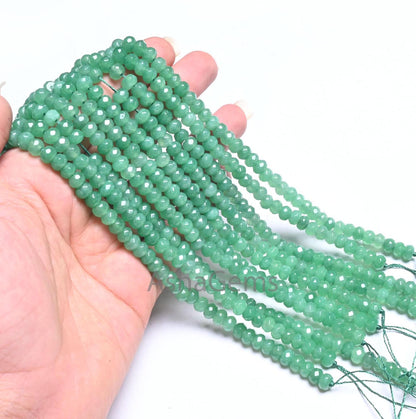 6 mm Beautiful Green Jade faceted Rondelle Beads,7/14" Fine Tree Green Jade Quartz machine cut Gemstone Loose Bead Jewelry Making Craft SALE