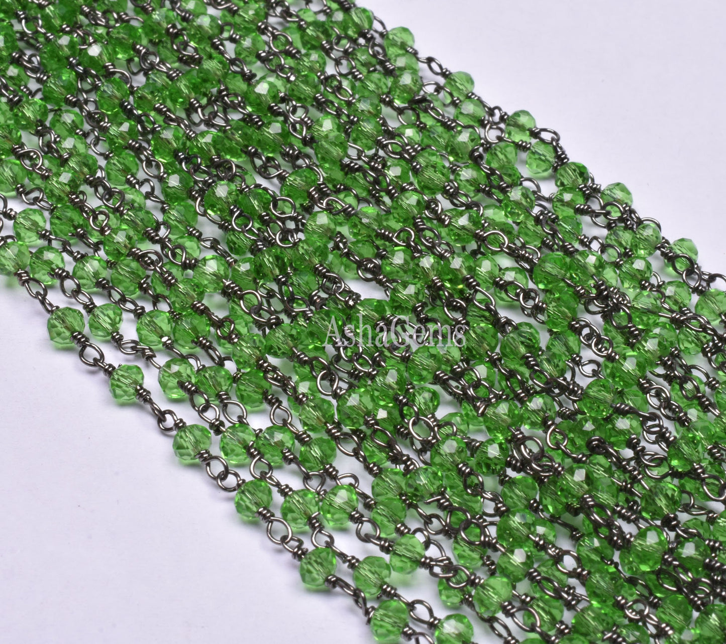3,5,10,25,Ft Peridot Hydro Faceted Rondelle Beads Rosary Chain Black Plated Wire Wrapped Jewelry Finding Gunmetal Chain 3.5mm Necklace Chain