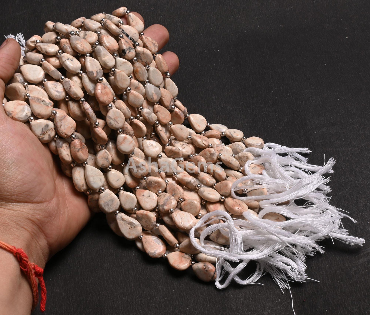 Beautiful Shaded Cream Grey Jasper Smooth Pears handmade Beads,9" Natural Jasper Teardrop Straight Drill Gemstone Beads Jewelry Making Craft