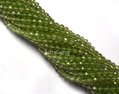 Beautiful Green  Peridot Faceted Round Beads,3.5 mm Natural Peridot Round Ball Gemstone Beads, Peridot beads Micro Faceted machine Cut Beads