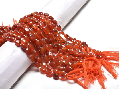 Natural Carnelian Oval Shape smooth Gemstone Beads,10" Strand Red Carnelian Handmade Uneven Oval Straight Drill Beads Jewelry Making Crafts