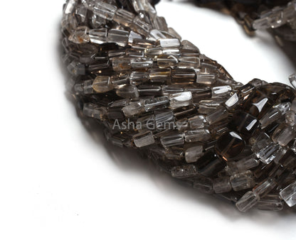 Beautiful Smoky Quartz Smooth Rectangle Handmade Beads,12.5" Strand Natural smoky Plain Uneven Rectangle Straight Drill Beads Jewelry Crafts