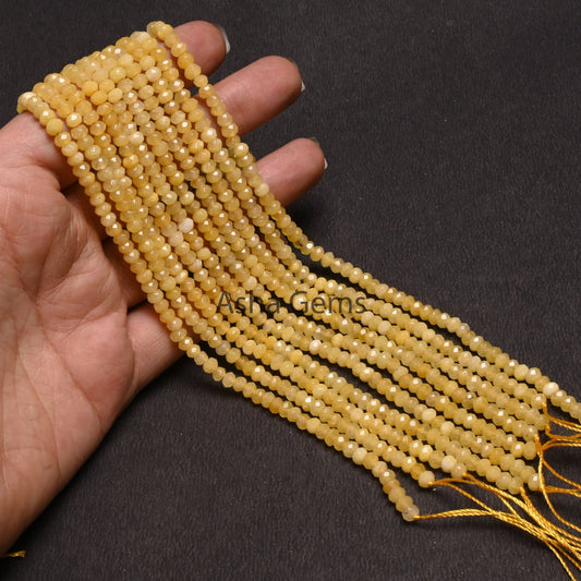 Beautiful Yellow Jade Quartz faceted Rondelle Shape Beads,4.5 mm Fine Jade Quartz machine cut Gemstone Loose Beads Jewelry Making Craft SALE