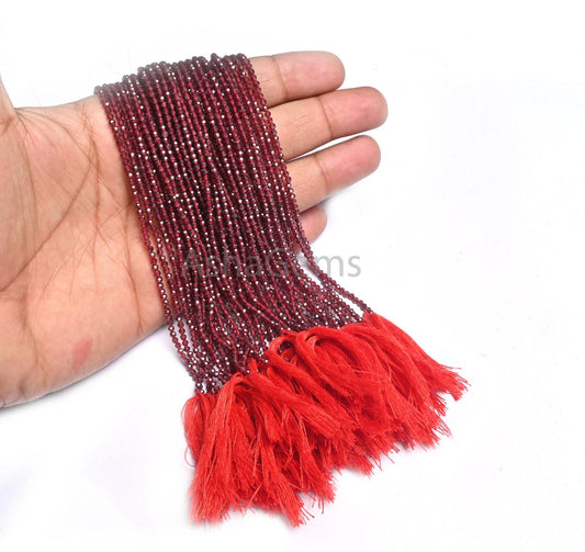 Beautiful Red Garnet Micro Cut Beads,2.4 mm Natural Mozambique Garnet Faceted Rondelle Shape Beads,12.5"Garnet Machine Cut Bead Jewelry SALE