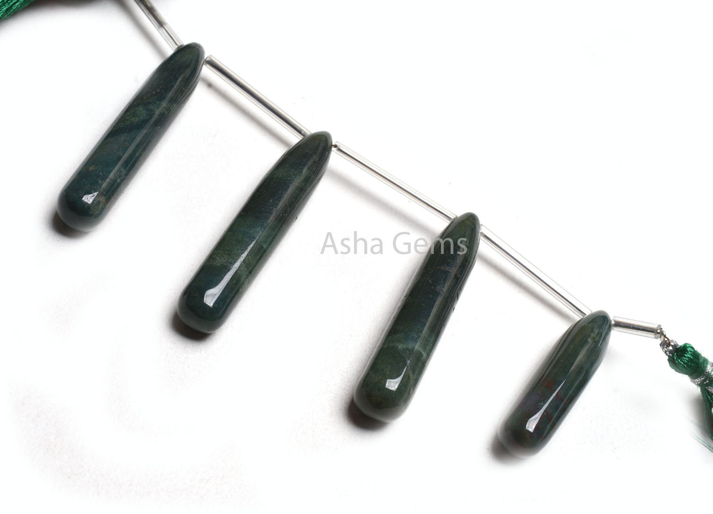 Beautiful Green Jasper Smooth Teardrop Side Drill Beads, Natural Jasper Plain Handmade Fancy long Pencil Drops Gemstone Jasper Bead Jewelry