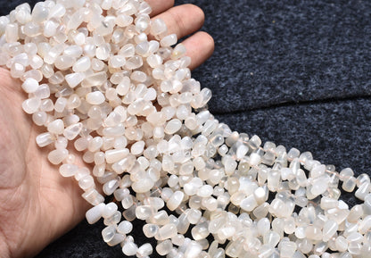 Natural White Moonstone Smooth Uneven Drops Shape Gemstone Beads, Milky White Moonstone Side Drill Drops Handmade Bead, Moonstone Teardrops