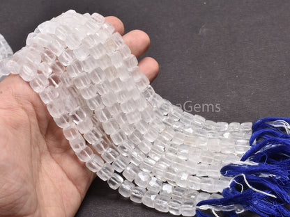 White Crystal quartz faceted 3D Cube Box Beads, Natural Crystal beads,8" Crystal faceted Cube Box Gemstone Beads Jewelry Making Crafts SALE