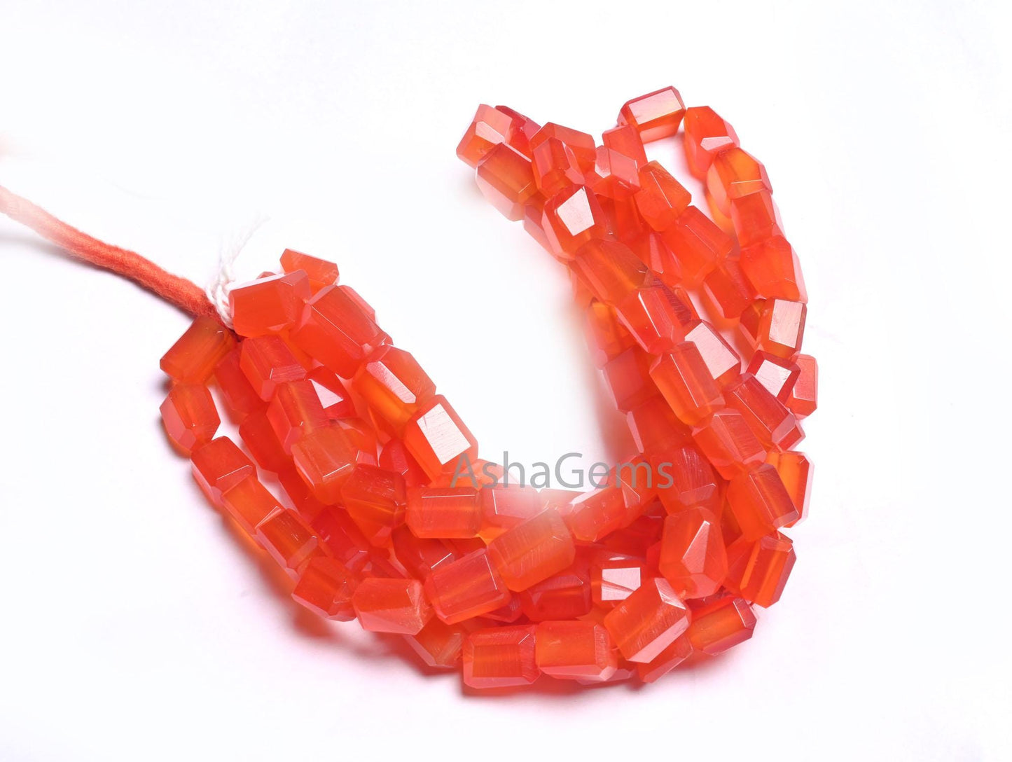 Beautiful Red Orange Chalcedony faceted Nugget Shape Handmade Beads, AAA Chalcedony Tumble Gemstone Indian Cut Chalcedony Beads Jewelry SALE