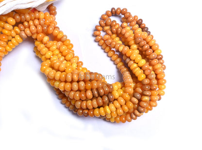 AAA Quality Shaded Yellow Opal Smooth Rondelle Gemstone Beads, Beautiful Mustard Yellow Opal Plain Handmade Gemstone Opal Bead Jewelry Craft