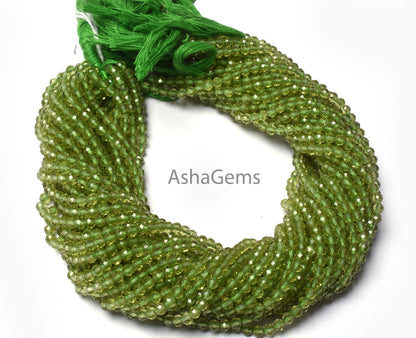 Beautiful Green  Peridot Faceted Round Beads,3.5 mm Natural Peridot Round Ball Gemstone Beads, Peridot beads Micro Faceted machine Cut Beads