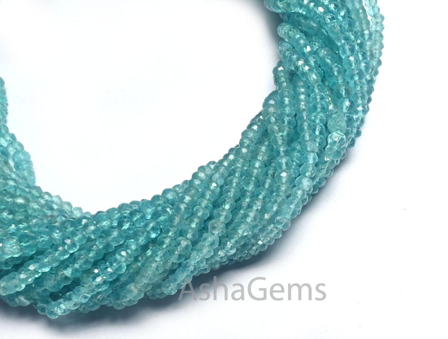 Beautiful Sky Blue Apatite Micro Cut Gemstone Beads, AAA Natural Apatite Faceted Rondelle Shape Apatite Beads Necklace Jewelry Making Crafts