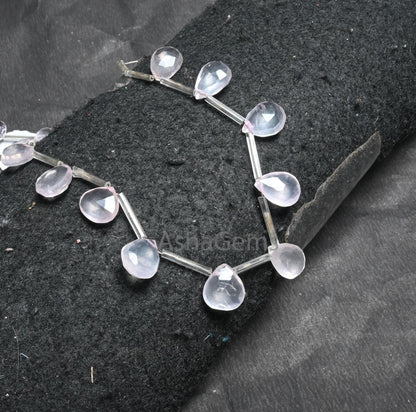 Beautiful Rose Quartz Pear + Heart Mix Shape Gemstone Beads, Natural Pink Quartz Faceted Briolette Gemstone Rose Quartz Beads Jewelry Crafts (AG 18711)