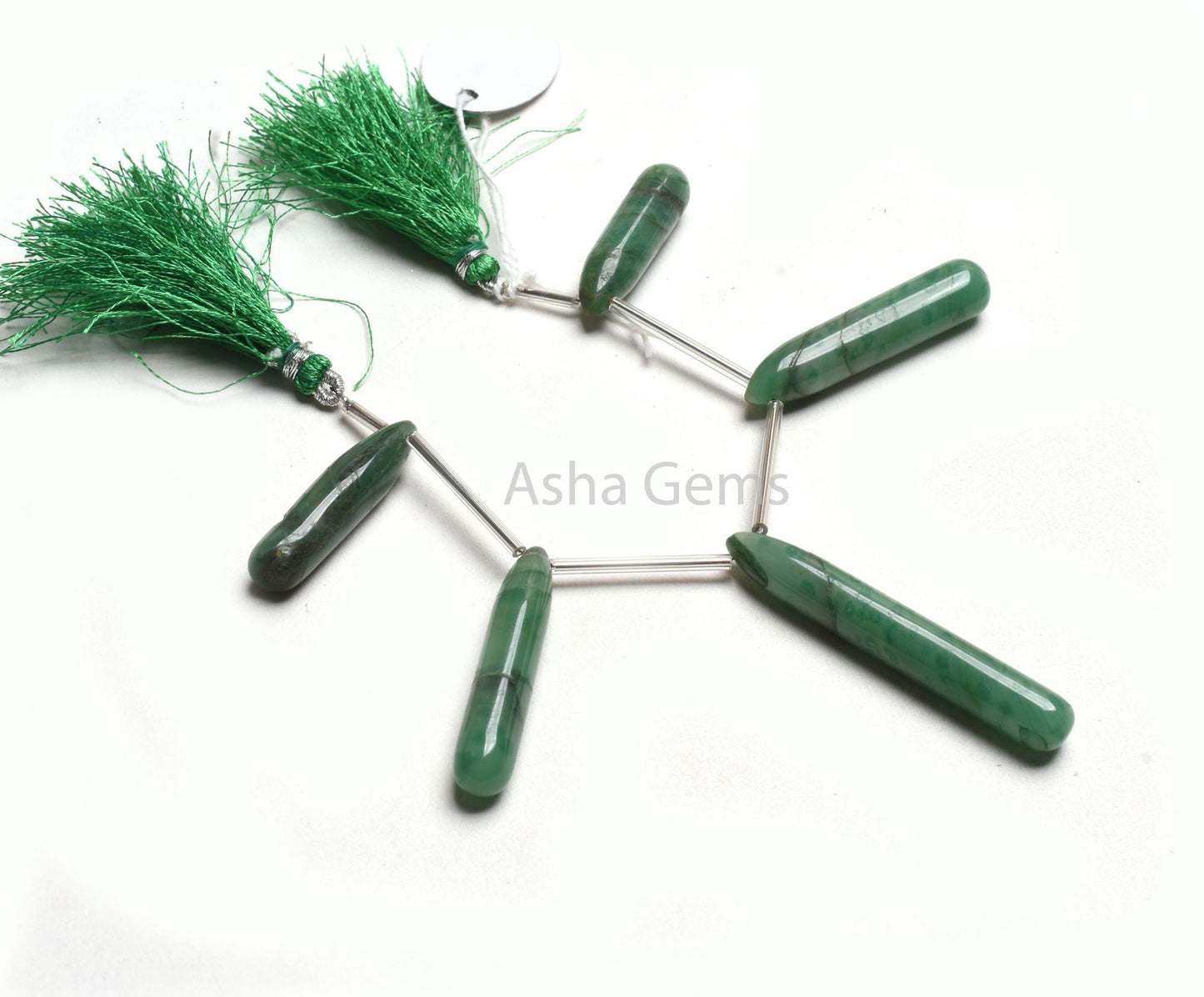 Beautiful Green Chalcedony Smooth Long Drop Beads,9x32-9.5x56 mm Chalcedony Plain Handmade Fancy Pencil Teardrop Briolette Bead Jewelry SALE