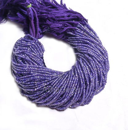 AAA Purple Color Zircon Micro Faceted Machine Cut Beads,3.2 mm Ink Blue Zircon Faceted Rondelle Beads, Cubic Zircon Beads Jewelry Craft SALE
