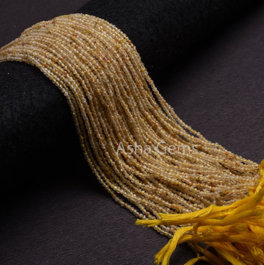AAA Quality Golden Rutile Micro Cut Gemstone beads 2 mm Natural Rutile Machine cut Faceted rondelle beads, Golden Yellow Rutile Bead Jewelry