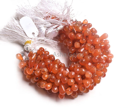 8" Strand Red Carnelian Smooth Handmade Drop Beads Uneven Plain Handmade Teardrop Side Drill Gemstone carnelian Beads Jewelry making SALE