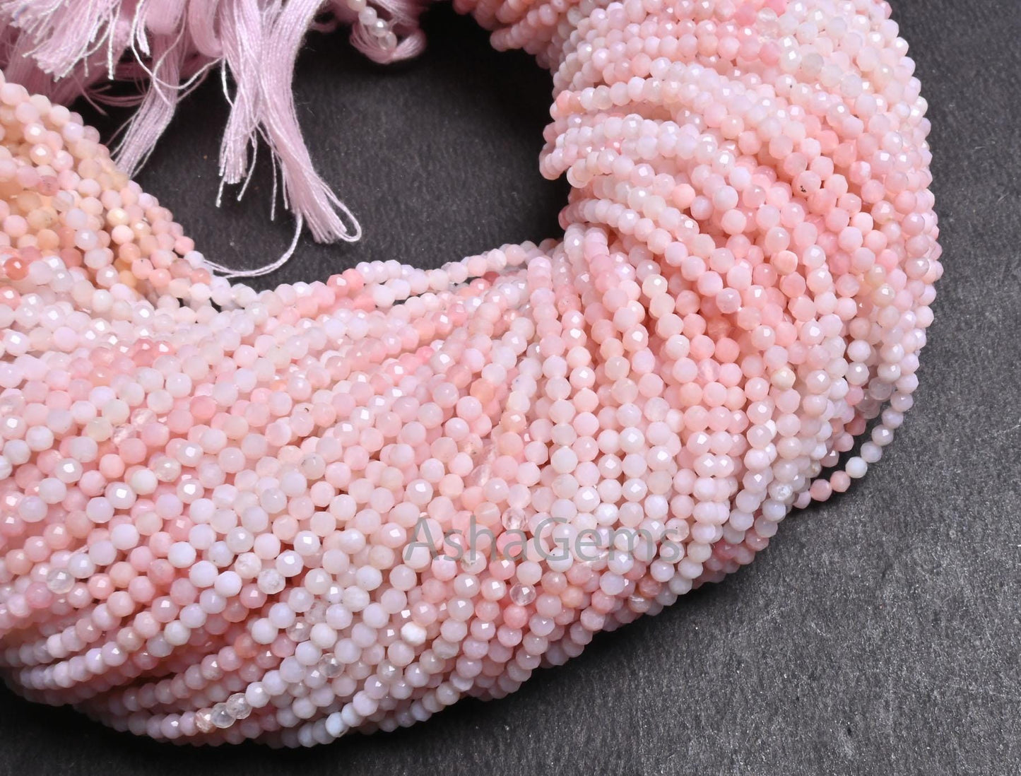 AAA Quality Pink Opal Faceted Rondelle Gemstone Tiny Beads,2.5 mm Genuine Opal Micro Cut Beads, Shaded Pink Opal Beads Jewelry Making Crafts