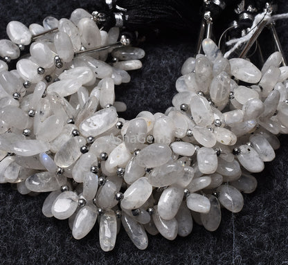 Natural Rainbow Moonstone Smooth Gemstone Beads, Beautiful Uneven Oval Shape Beads Side Drill Oval Beads Blue Fire Rainbow Bead Jewelry SALE