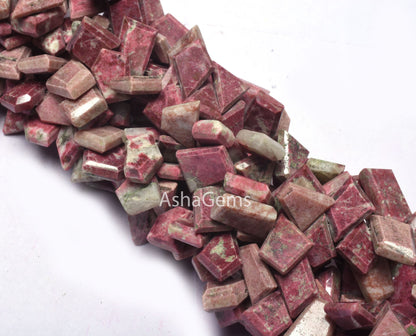 Rhodochrosite fancy Slice Shape Beads, Natural Rhodochrosite Table Cut Faceted Beads, Pink Rhodochrosite beads Side Drill Flat Beads Jewelry