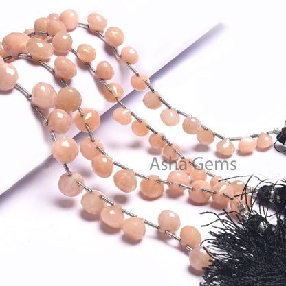 Fine Quality Peach Moonstone Faceted Onion Shape Beads,8"Strand Pink Monnstone Fancy Onion Briolette Side Drill Gemstone Bead Jewelry Crafts (AG 18536)