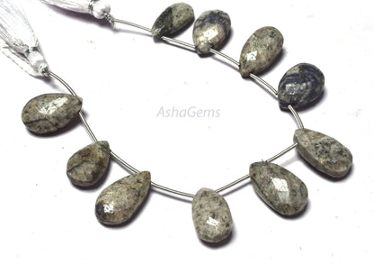7 Inch strand Shaded Grey jasper faceted Pears Shape Beads, Gray Jasper Pear Briolette Beads Jasper teardrop Gemstone Beads For Jewelry SALE