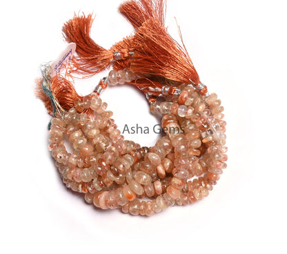 Natural Sunstone Rondelle Shape Gemstone Loose Beads, Shaded Red Sunstone Uneven Handmade Rondelle Beads, Sunstone bead Jewelry Making Craft