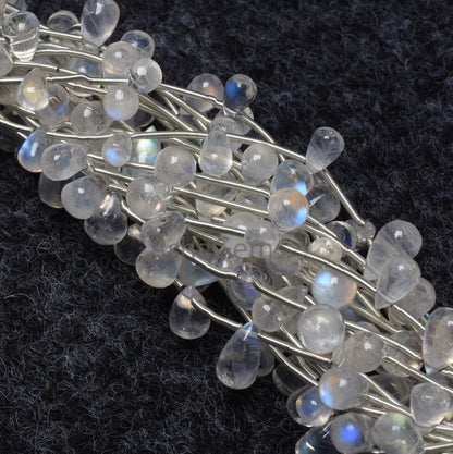 AAA Quality rainbow Moonstone Smooth drops shape beads,9"Strand Natural white rainbow Plain Teardrop handmade gemstone beads Jewelry makings
