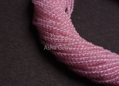 AAA Quality Pink rose Quartz Micro Cut Rondelle Gemstone Beads,2.5 mm Natural Rose Quartz Machine Cut Faceted Beads,12" Quartz Beads Jewelry
