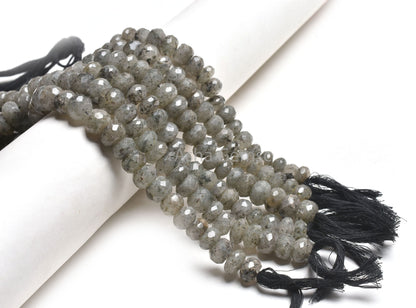 Black Dot Quartz Faceted Rondelle Shape Beads,7"Strand Natural Black Dot Quartz Beads, Quartz Faceted Gemstone Loose Bead Jewelry Craft SALE