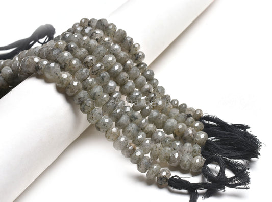 Black Dot Quartz Faceted Rondelle Shape Beads,7"Strand Natural Black Dot Quartz Beads, Quartz Faceted Gemstone Loose Bead Jewelry Craft SALE