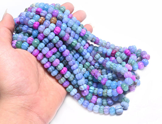 Beautiful Multi Blue Pink Opal Carved watermelon Gemstone Beads, Mix Color Disco Opal carving Pumpkin Handmade Shaded Opal Bead Jewelry SALE