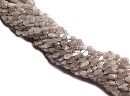Beautiful Grey Moonstone Nugget smooth Gemstone Loose Beads, Light Grey Moonstone Handmade Tumble Beads Fine Moonstone Jewelry making Crafts (AG 22292)