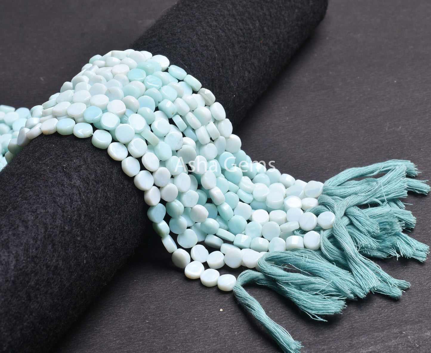 13" Strand Peru Opal Smooth Coin Shape Gemstone Beads, Opal Plain coin Handmade Straight Drill Bead, Sky Blue Opal Beads Jewelry Making SALE
