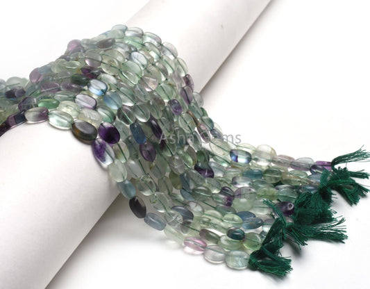 Fine Shaded Green Fluorite Oval Smooth Handmade Beads,12.5" Natural Fluorite Straight Drill Plain Oval Gemstone Beads, Fluorite Bead Jewelry