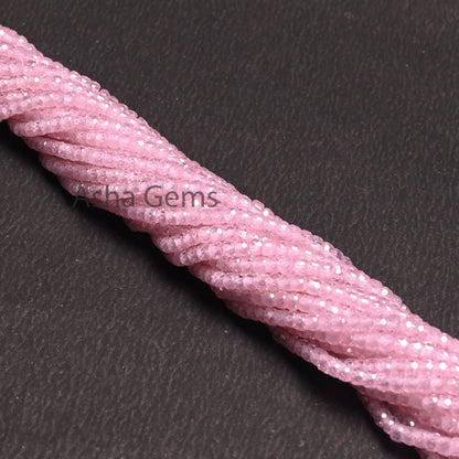15" Strand Pink Zircon Micro Cut faceted Beads,3 mm AAA Quality Pink Color Zircon Machine Cut Rondelle Shape Beads Jewelry Making Craft SALE