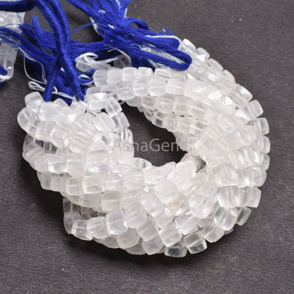White Crystal quartz faceted 3D Cube Box Beads, Natural Crystal beads,8" Crystal faceted Cube Box Gemstone Beads Jewelry Making Crafts SALE