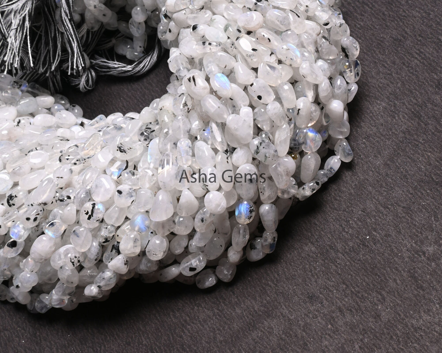Moss Rainbow Moonstone Tiny Nugget Gemstone Loose Beads, Beautiful Rainbow Smooth Pebble Beads, Black Dot Rainbow Nugget Beads Jewelry Craft