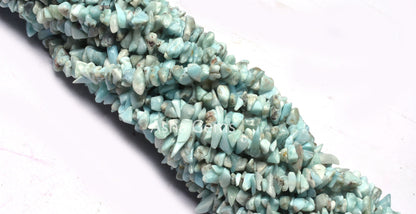 Natural Blue Larimar Uncut Chips Gemstone Beads,34" Strand Larimar Smooth Raw Rough Tiny Nugget Beads, Larimar Beads Jewelry Craft Necklace