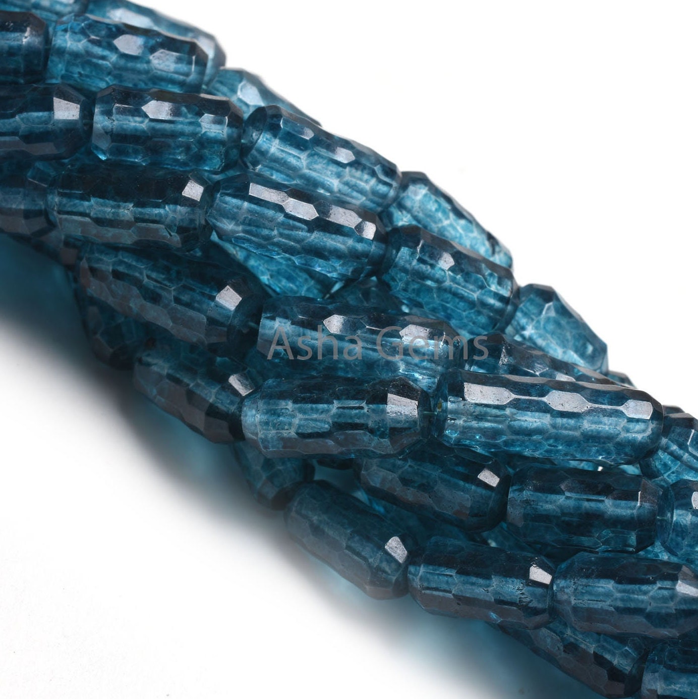 AAA Crystal Coated Concave Cut faceted Barrel Beads, London Blue Coated Crystal Concave Cut Fancy Barrel Gemstone Bead Necklace Jewelry SALE
