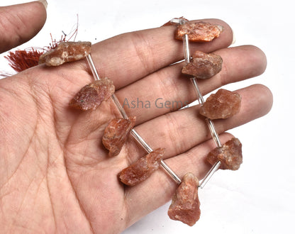 Beautiful Sunstone raw Rough Gemstone Beads, Natural Sunstone Uneven Slice Side Drill Beads Healing Crystal, Raw Mine Beads Jewelry makings